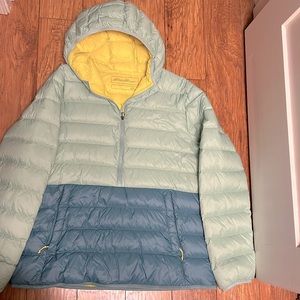 Eddie Bauer green half zip down coat, Women’s Large